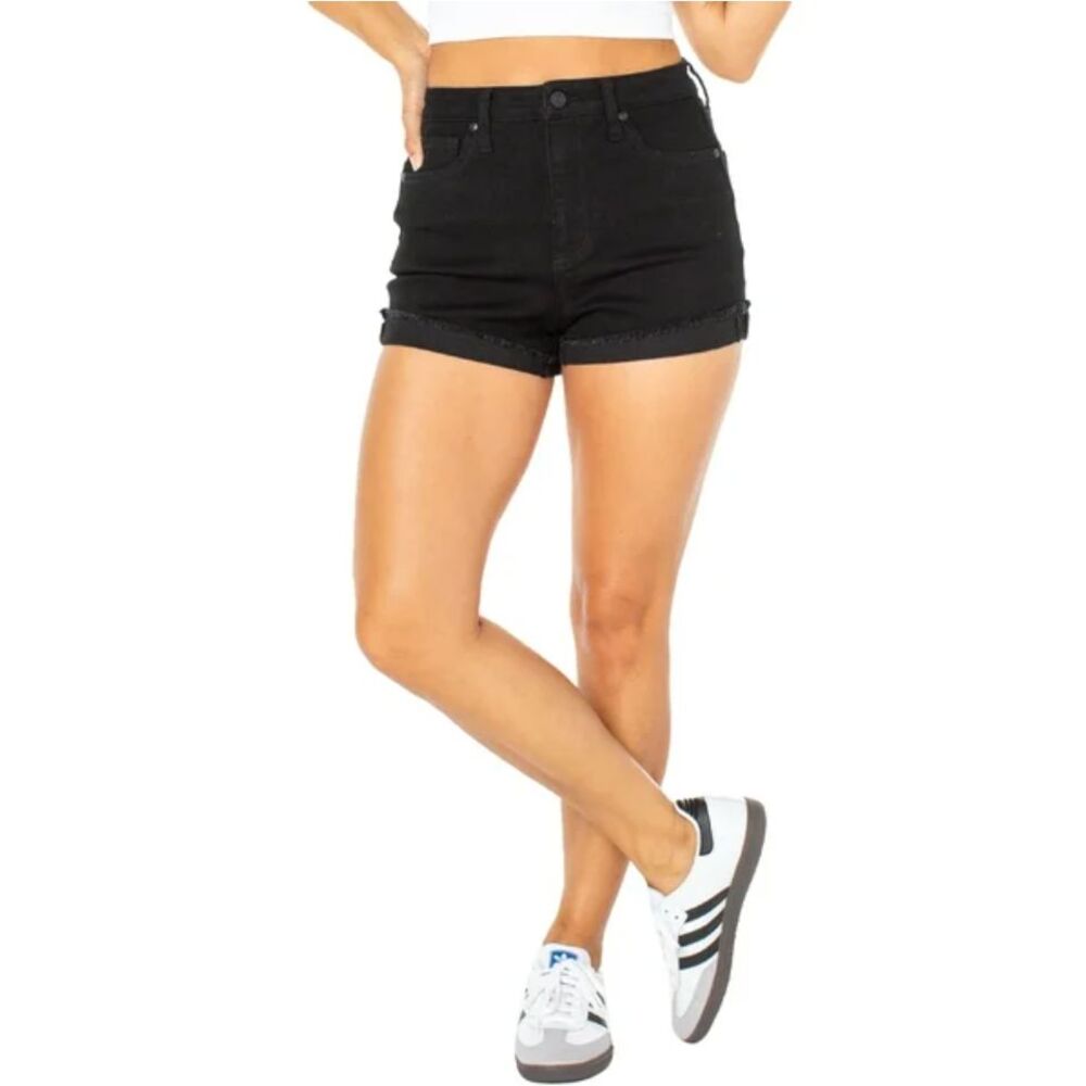 Celebrity Pink Women's Juniors' Black Frayed‎ Cuff Shorts 13/31 NWT